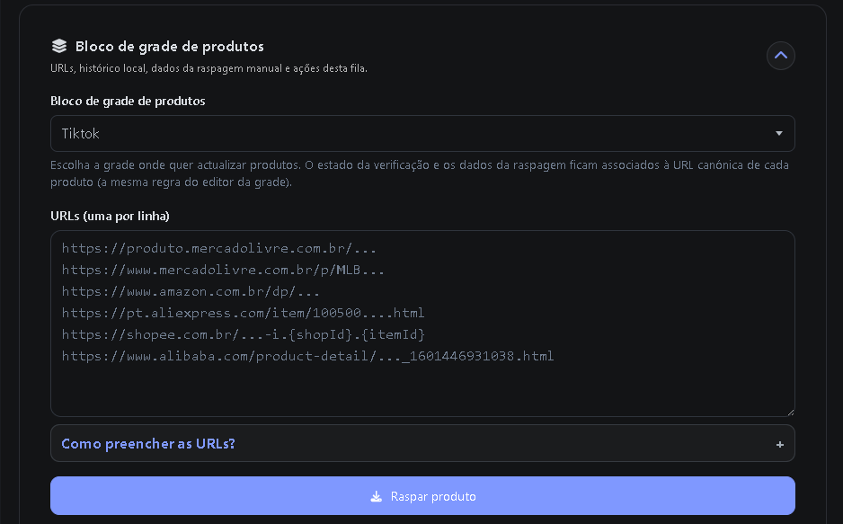 Grade de produtos e raspadores Lerline