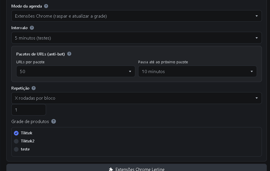 Grade de produtos e raspadores Lerline