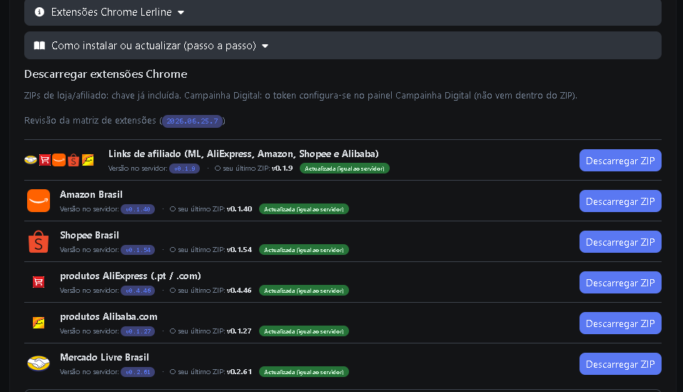 Grade de produtos e raspadores Lerline