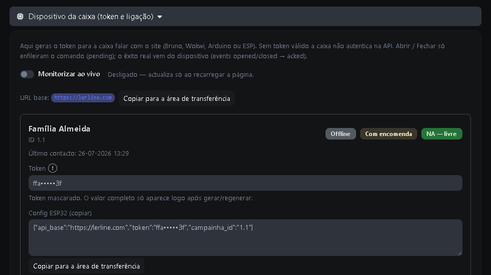 Campainha e caixa de encomendas Lerline