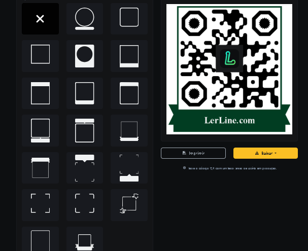 Captura de tela da página do sistema de códigos QR do aplicativo